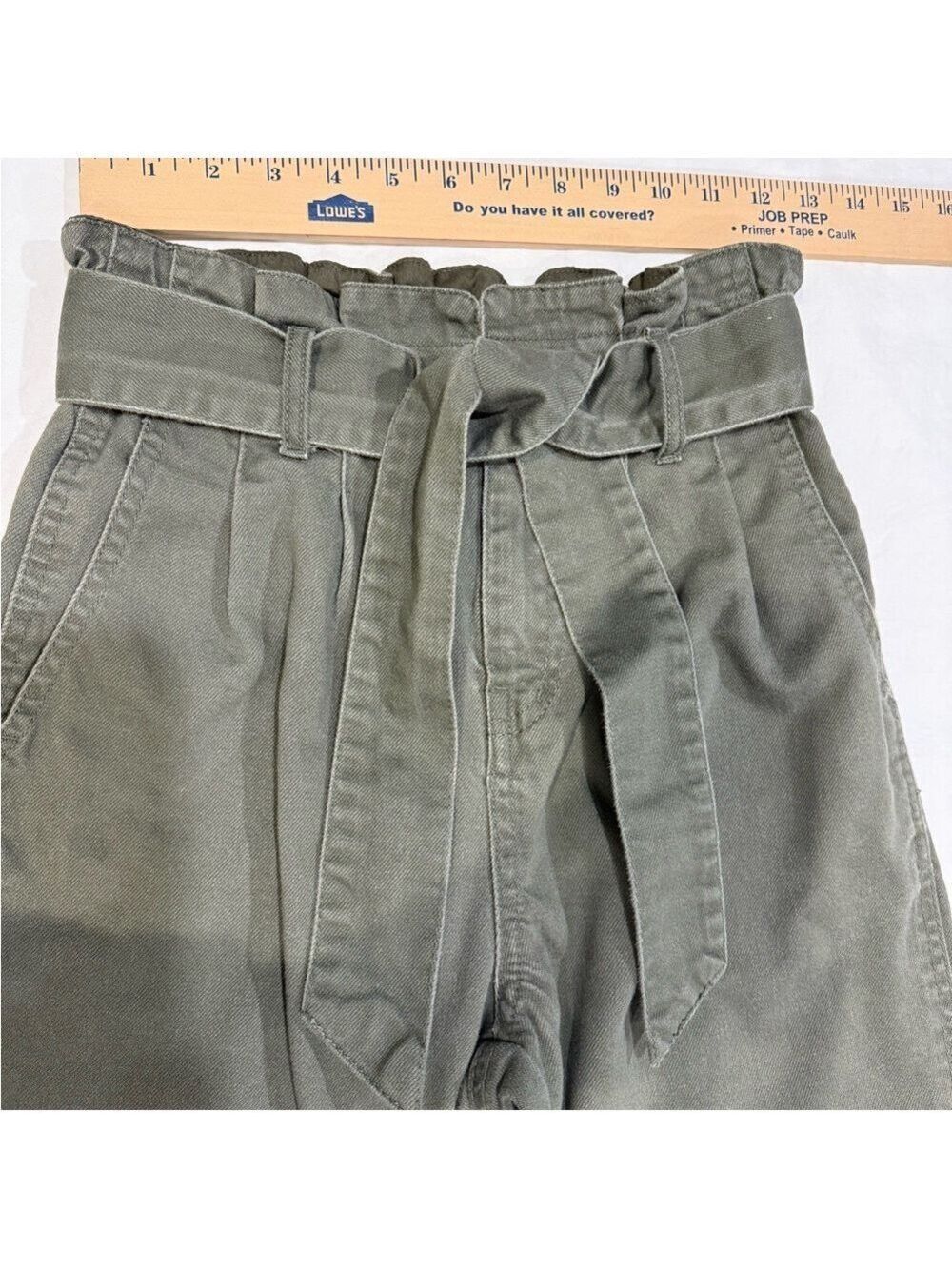 Forever 21 Olive Green Paperbag Waist Cargo Joggers Size S Utility Pants - Picture 8 of 9